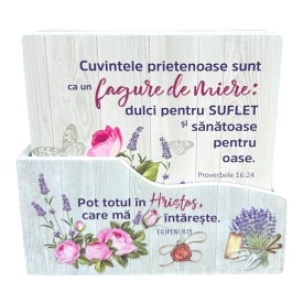 Set suporuri pentru pahare, lemn, citate biblice - Img 2