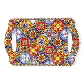 Suport din ceramica, cu manere, pentru oala fierbinte sau decorativ, mozaic, contemporan, 22x14cm - Img 3