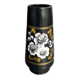 Vază ceramică pictată manual – buchet de flori albe, 30 cm - Img 2