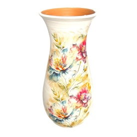 Vază de flori din ceramică Marginea cu model floral colorat – 30 cm - Img 1