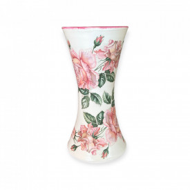 Vaza tip clepsidra, alba, trandafiri, 25 cm - Img 3