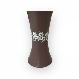 Vaza tip clepsidra, maro, pictata manual, 25cm - Img 2